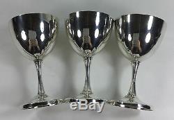 3 Vintage Sterling Silver Wine Glasses Goblets Metasco Mid Century