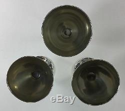 3 Vintage Sterling Silver Wine Glasses Goblets Metasco Mid Century