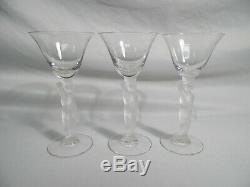 3 Vtg Cambridge Glass Nude Stem Statuesque Wine Goblet Frosted Male Clear