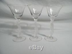 3 Vtg Cambridge Glass Nude Stem Statuesque Wine Goblet Frosted Male Clear