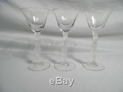 3 Vtg Cambridge Glass Nude Stem Statuesque Wine Goblet Frosted Male Clear