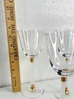 3 Vtg Sasaki Tucano Wine Glasses Frosted Stem&gold Accents Column