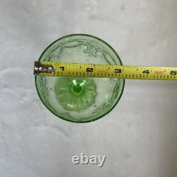 3 Vtg Uranium Glow Green Wine Glasses Water Goblets Cameo Ballerina A Hocking 6