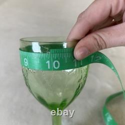 3 Vtg Uranium Glow Green Wine Glasses Water Goblets Cameo Ballerina A Hocking 6