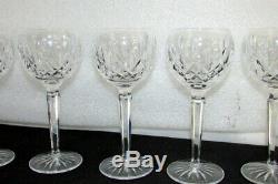 3 Waterford Lismore Hock Wine Glasses Vintage Deep Cut Irish Crystal 7 3/8