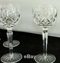 3 Waterford Lismore Hock Wine Glasses Vintage Deep Cut Irish Crystal 7 3/8
