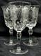 3 Webb Corbett Intricate Floral Cut Crystal Wine Glasses Water Goblet Vintage