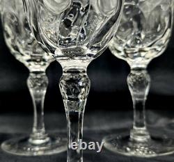 3 Webb Corbett Intricate Floral Cut Crystal Wine Glasses Water Goblet Vintage