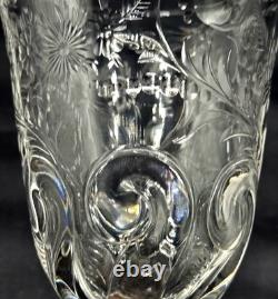 3 Webb Corbett Intricate Floral Cut Crystal Wine Glasses Water Goblet Vintage