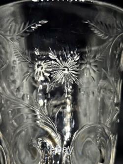 3 Webb Corbett Intricate Floral Cut Crystal Wine Glasses Water Goblet Vintage