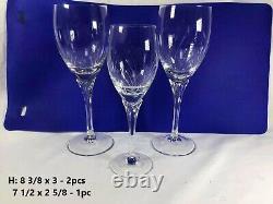 3pcs Vintage Elegant Decorative Crystal Jolie Tall Wine Glasses 8 3/8 x 3