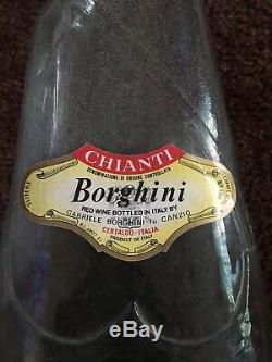 45 VTG Empty Green Glass Borghini Chianti Wine Decanter/Bottle shape like rifle