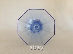 4 Blue H. C. Fry Glass Art Deco Water or Wine Goblets Octagonal Bowls