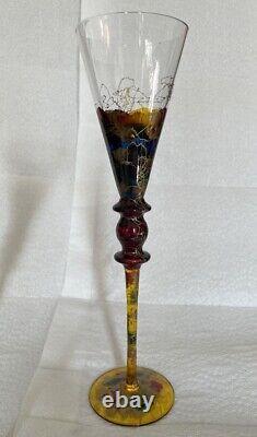 4 Curtea Sticlarului Romanian Euroglass Handblown Handpainted Vintage Wine Glass