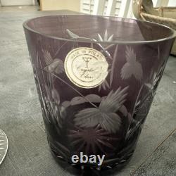 4 Exquisite Vintage Amethyst Purple Crystal Clear Wine/Tumbler Glasses (Poland)