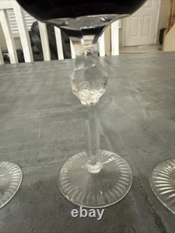 4 Exquisite Vintage Amethyst Purple Crystal Clear Wine/Tumbler Glasses (Poland)