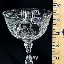 4 Fostoria Navarre Crystal Etched 5-1/2 Champagne/ Wine Glasses EUC