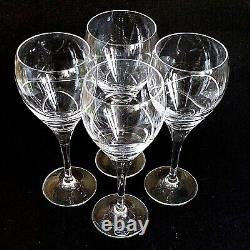 4 (Four) DUBLIN CRYSTAL Wave Cut Lead Crystal Tulip Wine Glasses Signed DISCONT