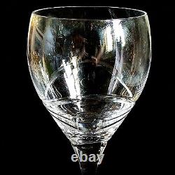 4 (Four) DUBLIN CRYSTAL Wave Cut Lead Crystal Tulip Wine Glasses Signed DISCONT