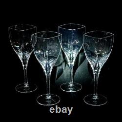 4 (Four) MIKASA PANACHE Square Lead Crystal Wine Glasses DISCONTINUED