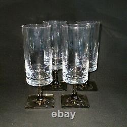 4 (Four) ROSENTHAL LINEAR SMOKE Crystal White Wine Glasses MCM- Signed DISCONT