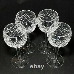 4 (Four) WATERFORD WAT72 Cut Crystal Wine Hocks Rare- Signed DISCONTINUED