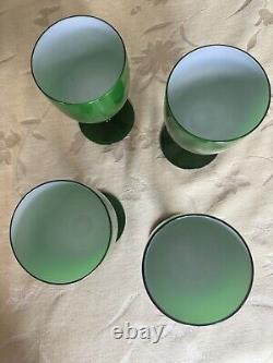 4 Italian Vintage Carlo Morretti Cased Glass Green Wine Glasses! Good Price