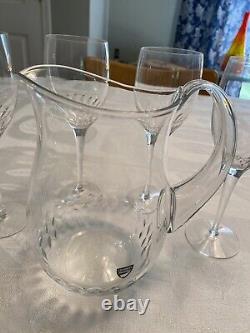 4 Orrefors Crystal Prelude Wine Glasses & Matching Prelude Pitcher Modern