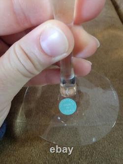 4 Pc Vintage Tiffany & Co Crystal Water Goblet Wine Glasses Etched Made USA 7