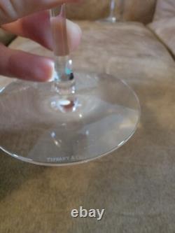 4 Pc Vintage Tiffany & Co Crystal Water Goblet Wine Glasses Etched Made USA 7