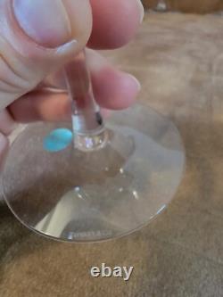 4 Pc Vintage Tiffany & Co Crystal Water Goblet Wine Glasses Etched Made USA 7