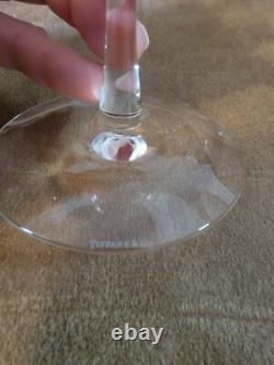 4 Pc Vintage Tiffany & Co Crystal Water Goblet Wine Glasses Etched Made USA 7
