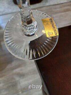 4 RARE VTG 7 5/8 BEYER West Germany Cut to Clear Crystal Hock Wine Glass MINT