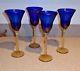 4 Rick Strini Hand Blown stem wine goblets Signed, vintage early 1970's