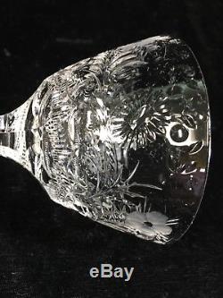 (4) Seneca CRYSTAL 5.25 WINE GLASSES Berkeley Bowl CUT #779 with STEM #1936