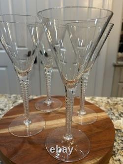 4 VINTAGE CRYSTAL AIR TWIST STEM Wine/champagne Glasses