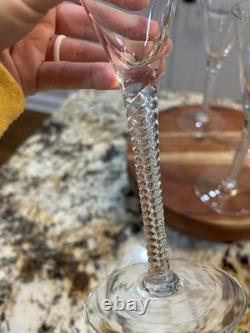 4 VINTAGE CRYSTAL AIR TWIST STEM Wine/champagne Glasses