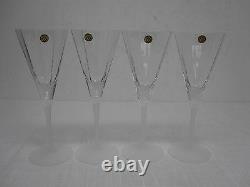4 VINTAGE RARE FRENCH PORTIEUX 8 1/2 PANELED WATER GLASSES w FROSTED STEM MINT