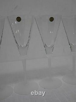 4 VINTAGE RARE FRENCH PORTIEUX 8 1/2 PANELED WATER GLASSES w FROSTED STEM MINT