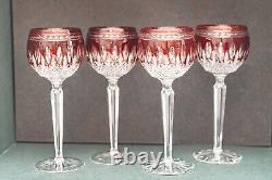 4 VINTAGE, Waterford Crystal Ruby Red Clarendon Wine Hock Glasses, MINT