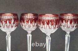 4 VINTAGE, Waterford Crystal Ruby Red Clarendon Wine Hock Glasses, MINT