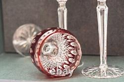 4 VINTAGE, Waterford Crystal Ruby Red Clarendon Wine Hock Glasses, MINT