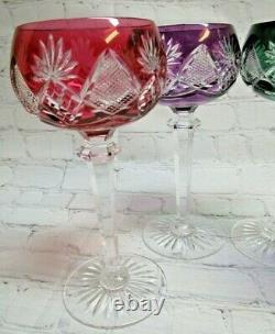 4 Val St Lambert BERNCASTEL Wine Hock Glasses Goblets 7 1/8 Cut to Clear