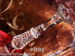 4 Vintage 4oz CUT CRYSTAL Wine CORDIAL Glasses FLOWERS & LEAVES Half TWIST Stems