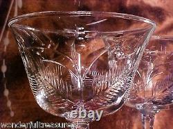 4 Vintage 4oz CUT CRYSTAL Wine CORDIAL Glasses FLOWERS & LEAVES Half TWIST Stems