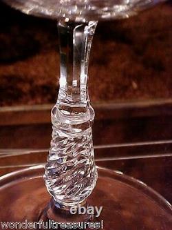 4 Vintage 4oz CUT CRYSTAL Wine CORDIAL Glasses FLOWERS & LEAVES Half TWIST Stems