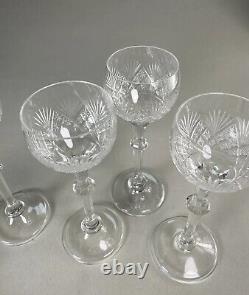 4 Vintage Bohemian Glass Crystal Wine Glasses