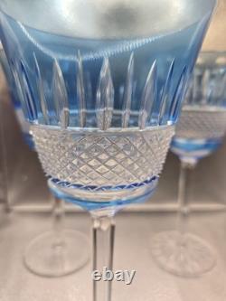 4 Vintage Cobalt Blue Cut To Clear Crystal Goblets Saint Louis