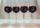 4 Vintage Crystal Bohemian Ruby Cranberry Cut to Clear Long Stem Glasses MATCH