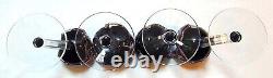 4 Vintage Crystal Bohemian Ruby Cranberry Cut to Clear Long Stem Glasses MATCH